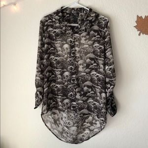 Hot Topic Black Skull &Bones backless long sleeve
